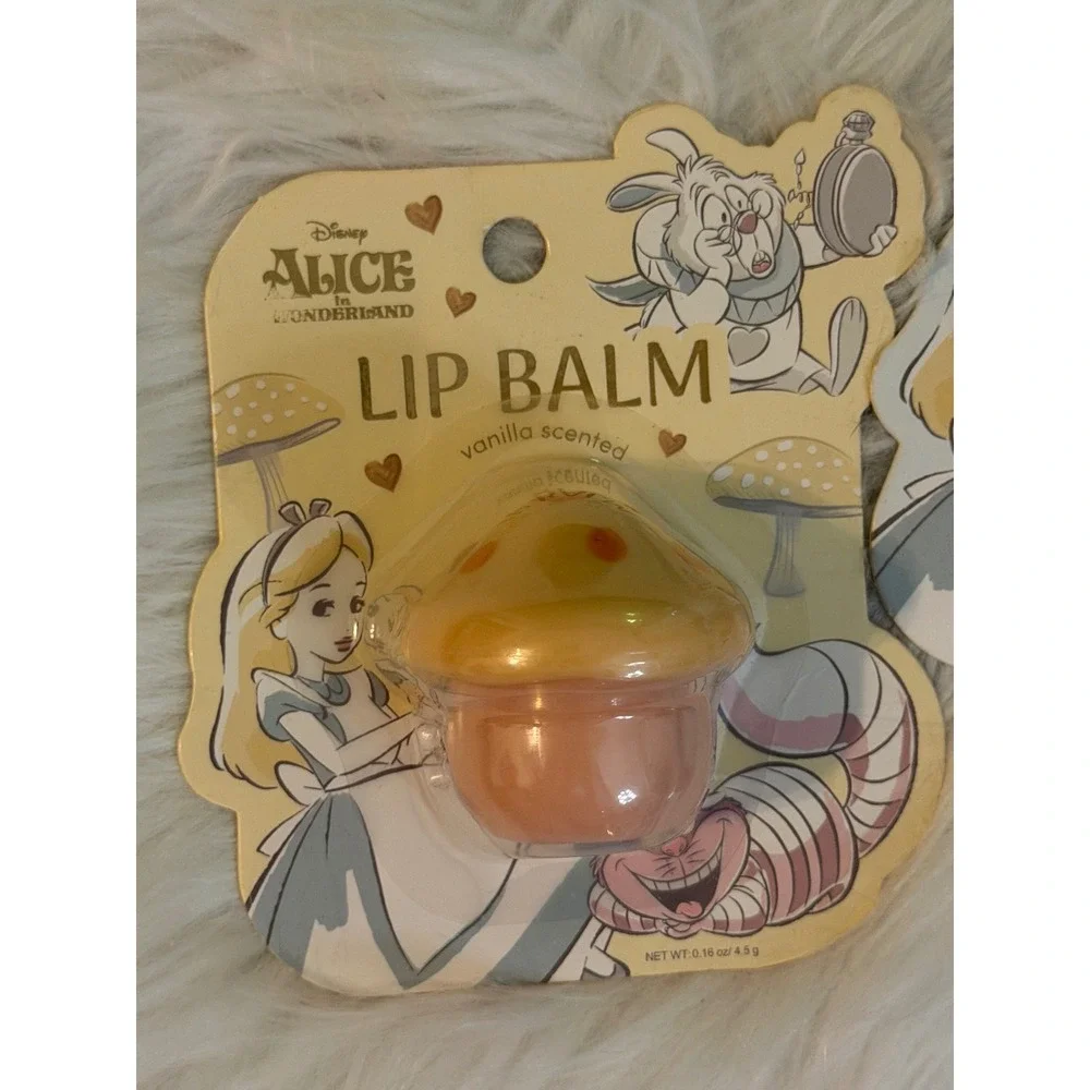 Disney Alice in Wonderland Mushroom Lip Balm Set Vanilla Coconut Raspberry 3pk